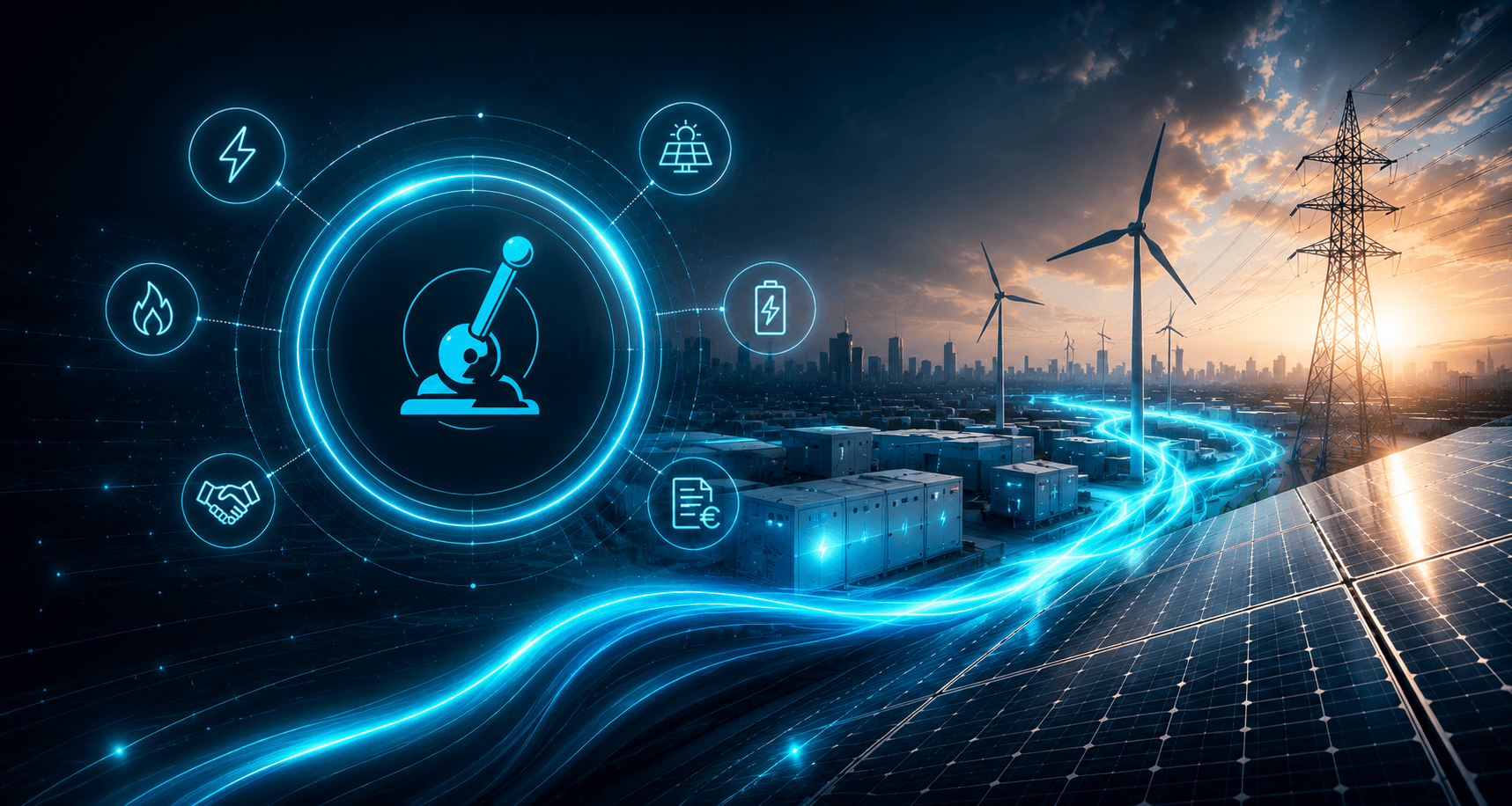 Intelligentes Energiemanagement mit Stromnetz, Windkraft und Solaranlage